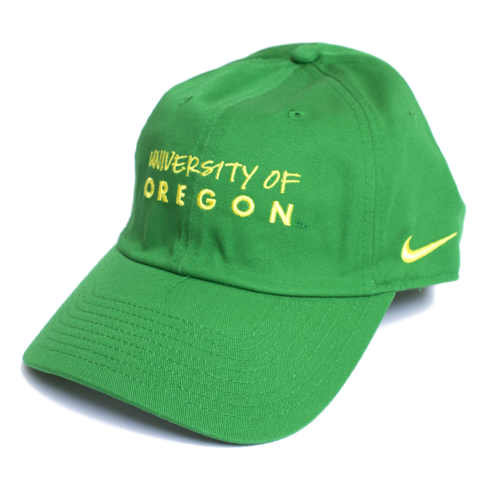 University of Oregon, Nike, Green, Curved Bill, Accessories, Women, Campus, Cotton Canvas, Adjustable, Hat, 722576